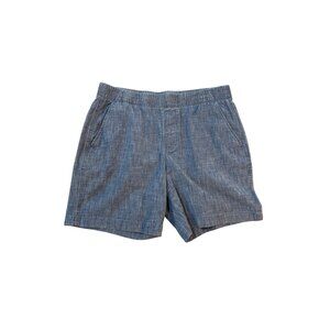 Lands End Womens Mid Rise Chambray Shorts 8P Elastic Waist 1761